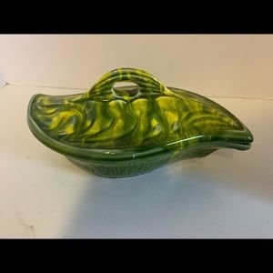 Green California Pottery Covered Serving Dish